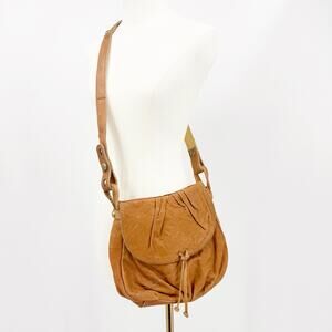 Lucky Brand Y2k Italian Lamb Leather Tan Crossbody Bag Boho Western Festival